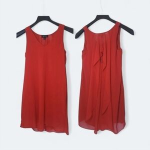 BCX Red Chiffon Mini Dress with Ruffle Back Size Small